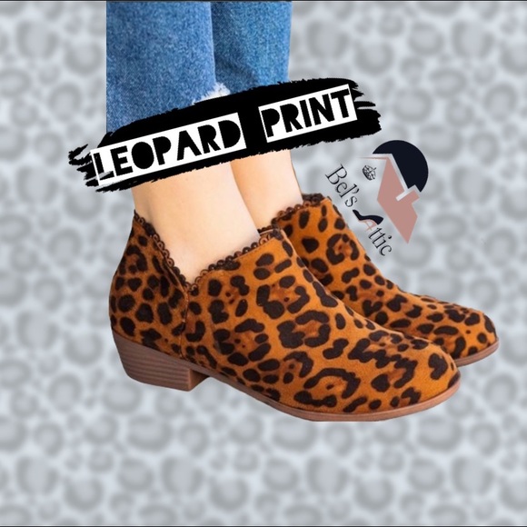 Vegan Suede Leopard Chelsie Booties - Picture 3 of 8